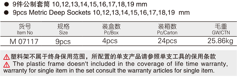 9件10mm系列公制长套筒组件(图1)