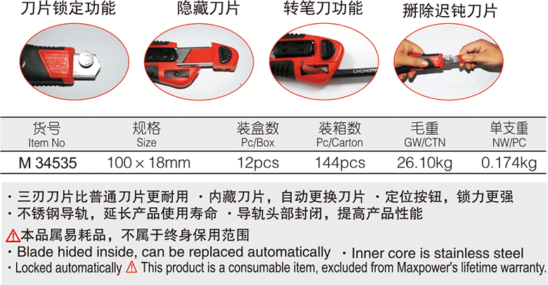 双色柄五连发美工刀(图1)